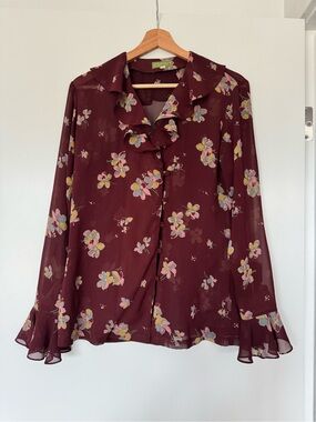 Vintage Floral Ruffled Blouse